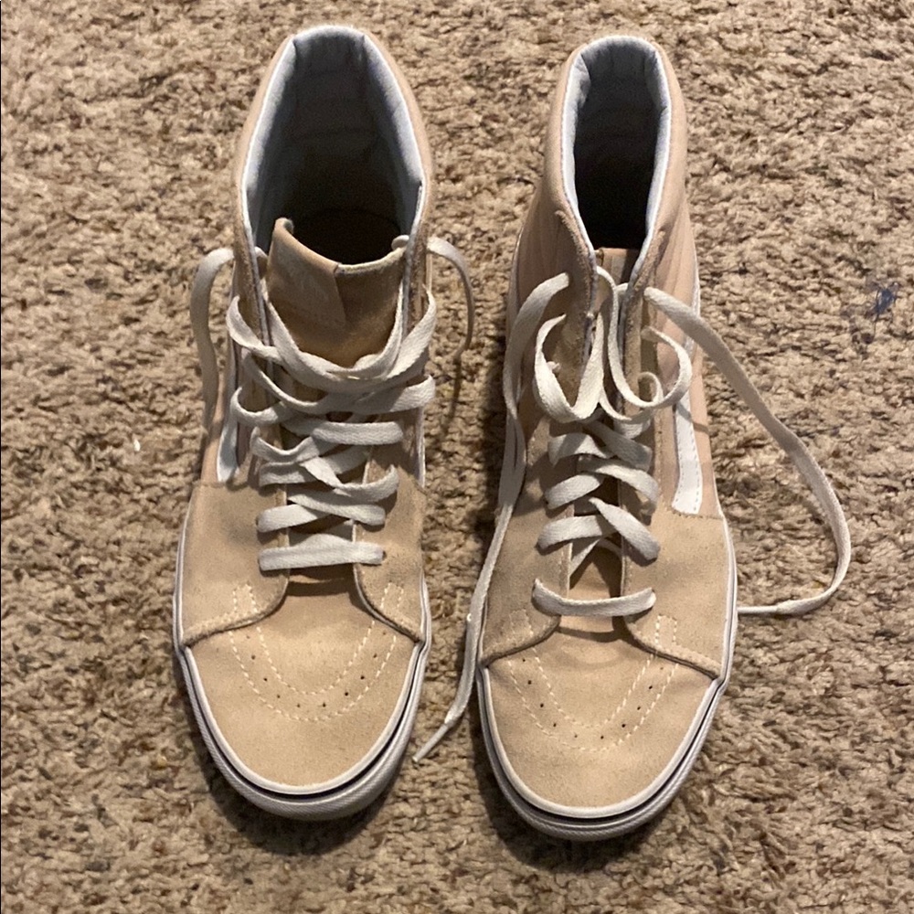 Vans High-Top Sneakers in Tan and White